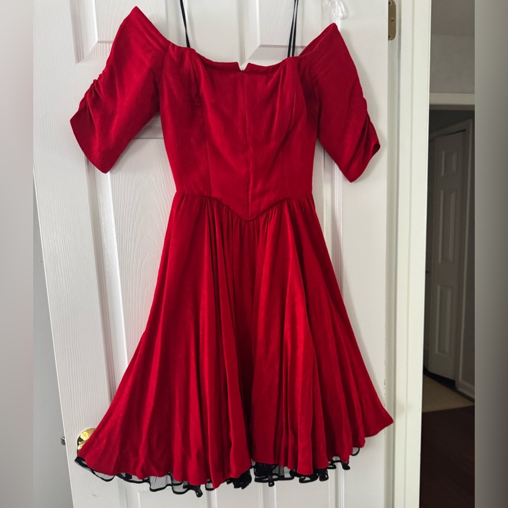 Nicole Miller Vibrant Red Midi Dress
